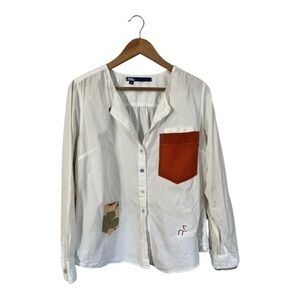 Atelier & Repairs Women's Button Up Shirt Blouse Size Small Patch Pockets